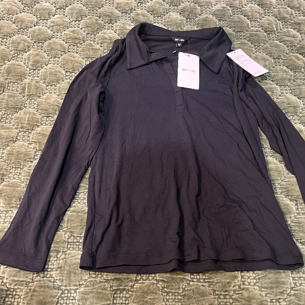 Saint and Sofia Isla Polo Tee NWT Size 10 Black